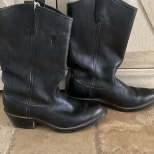 Mason Western Black Leather Cowboy Work Boots Vibram Men’s Size 6.5 D